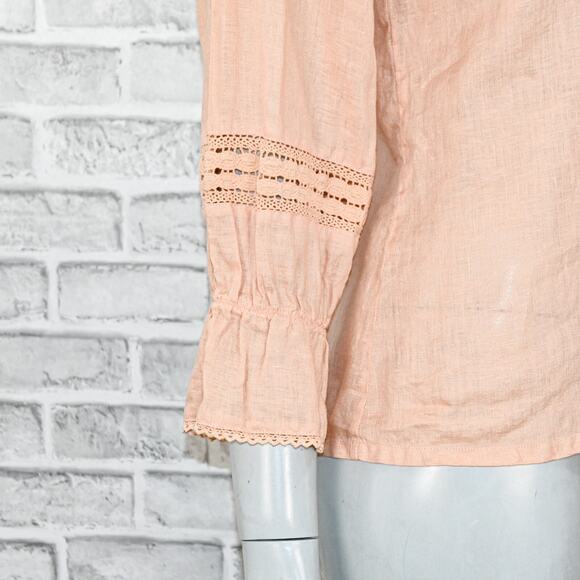 Loeffler Randall Women's 100% Linen Boho Blouse in peach size Small - Picture 10 of 10